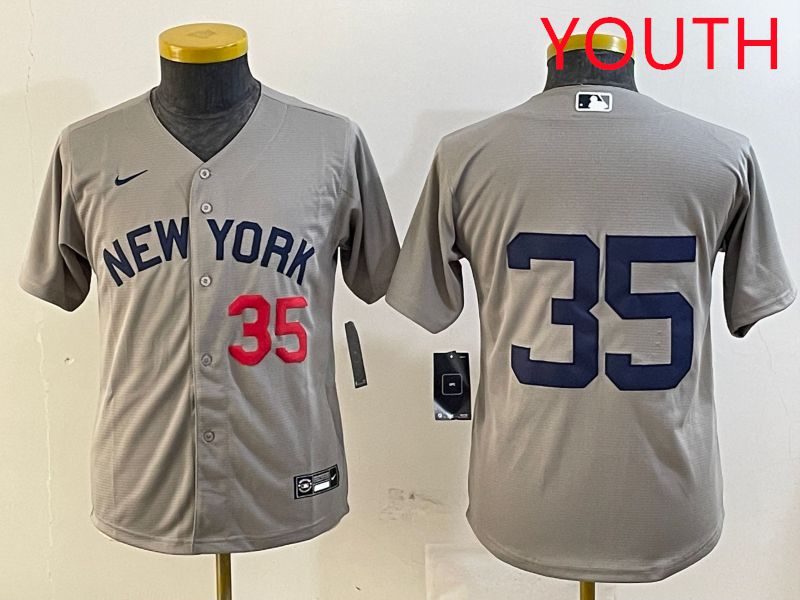 Youth New York Yankees #35 No Name Grey Game 2025 Nike MLB Jersey style 5